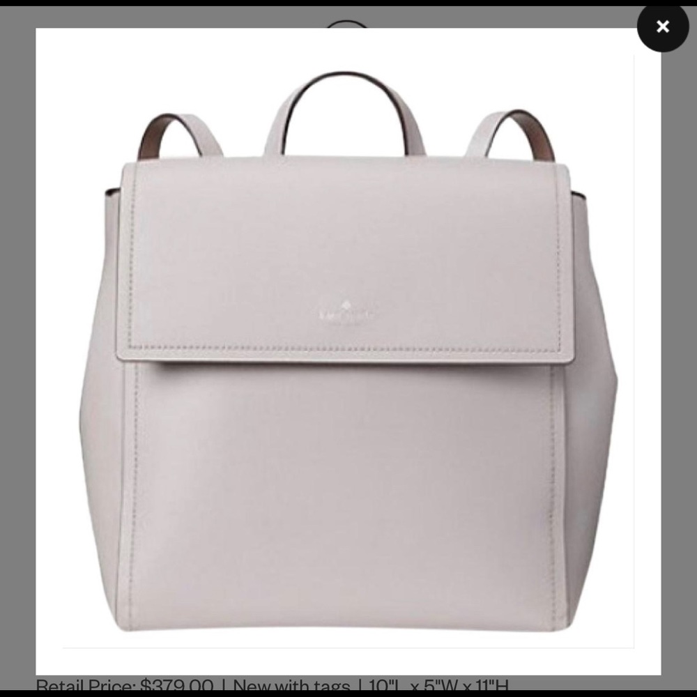 Kate Spade taupe (light brown / gray) backpack.